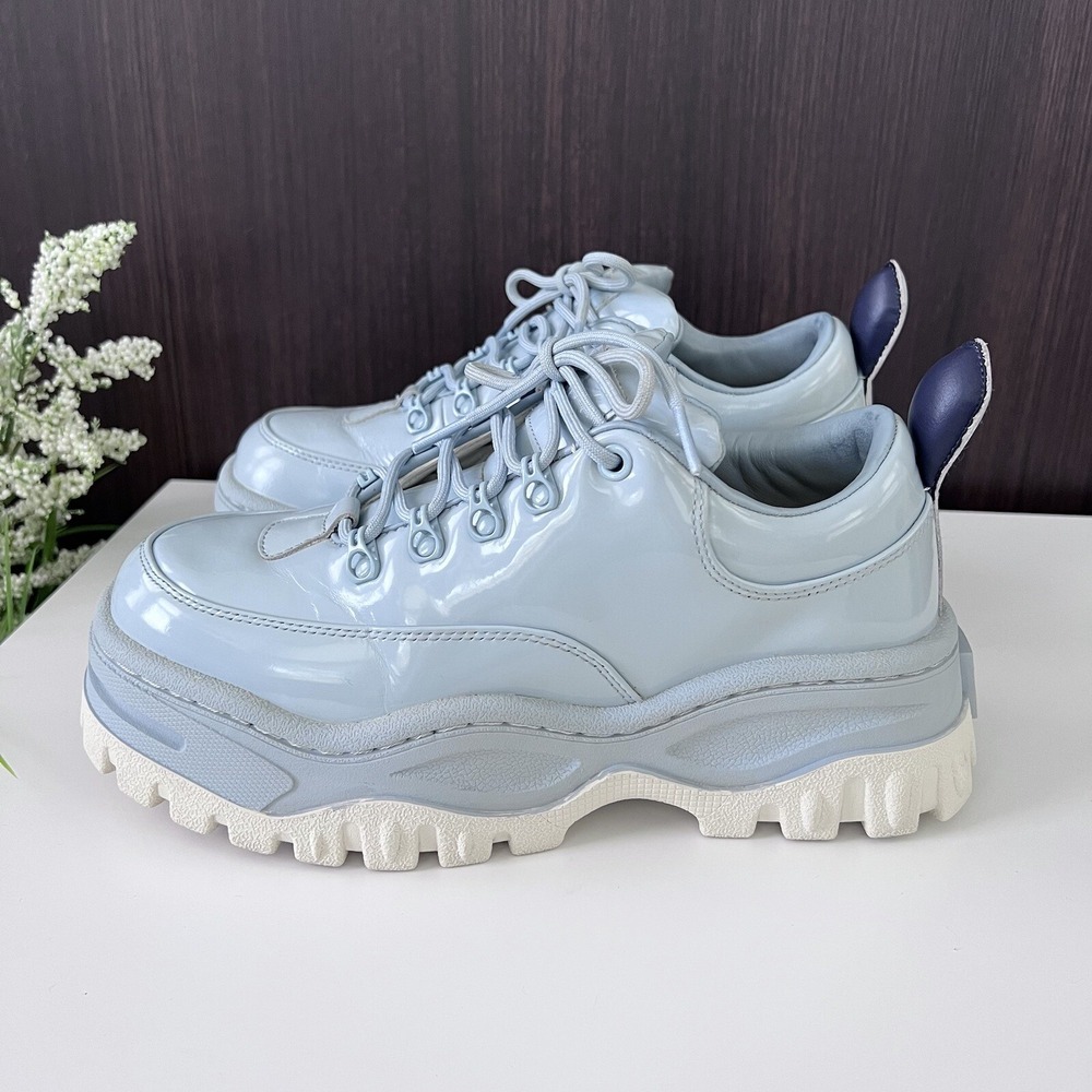 Eyty's Angel Chunky Sneakers - Baby Blue Patent Leather - Womens US 9 (UK 6.5)